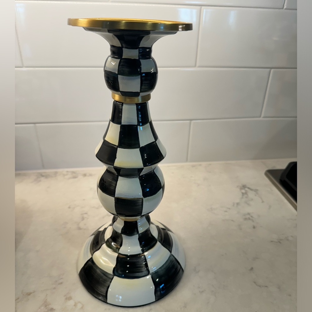 Mackenzie-Childs Courtly Check Large Pillar Candlestick